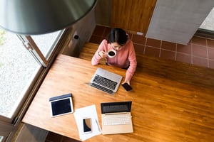 Woman working comfortably at a clean work station