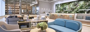 Comfortable furniture and indoor greenery at Hong Kong's The Work Project