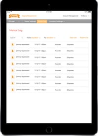 Screenshot of a digital visitor logbook