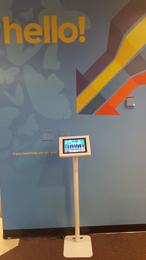 floor stand check-in-kiosk at a coworking space