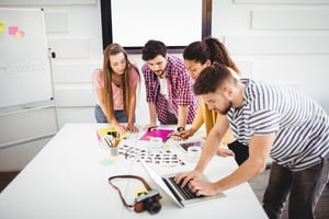 Members collaborating in a coworking space