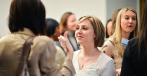 Business woman confident at networking event