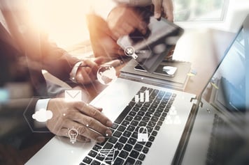 Employee using smart office visitor management technology