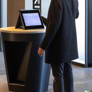 Guest using the best visitor management system at a staffing agency