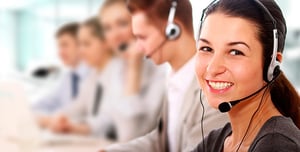 Customer service rep using visitor management software