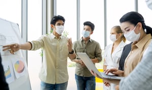 Office workers developing a readiness plan to return to work after the COVID-19 pandemic