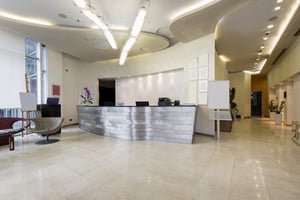 Modern office lobby using reception software