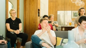 Tech company employees at a team building event