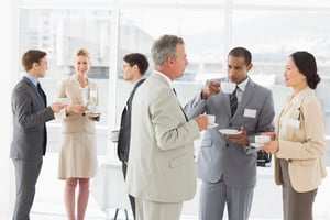 Employees and visitor management system in a modern office reception area