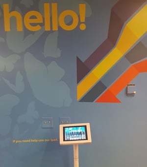 Attractive visitor registration kiosk