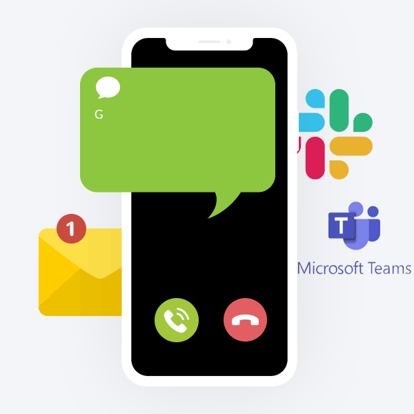 Instant notifications by text, voice call, Teams, Slack, Chat and more