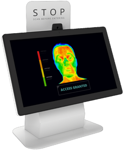 Temperature screening visitor management system desktop kiosk