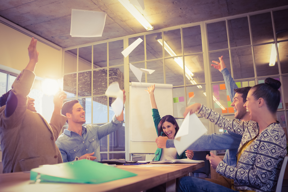 Coworking space community managers celebrating success