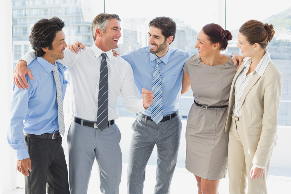 Boss congratulating his team