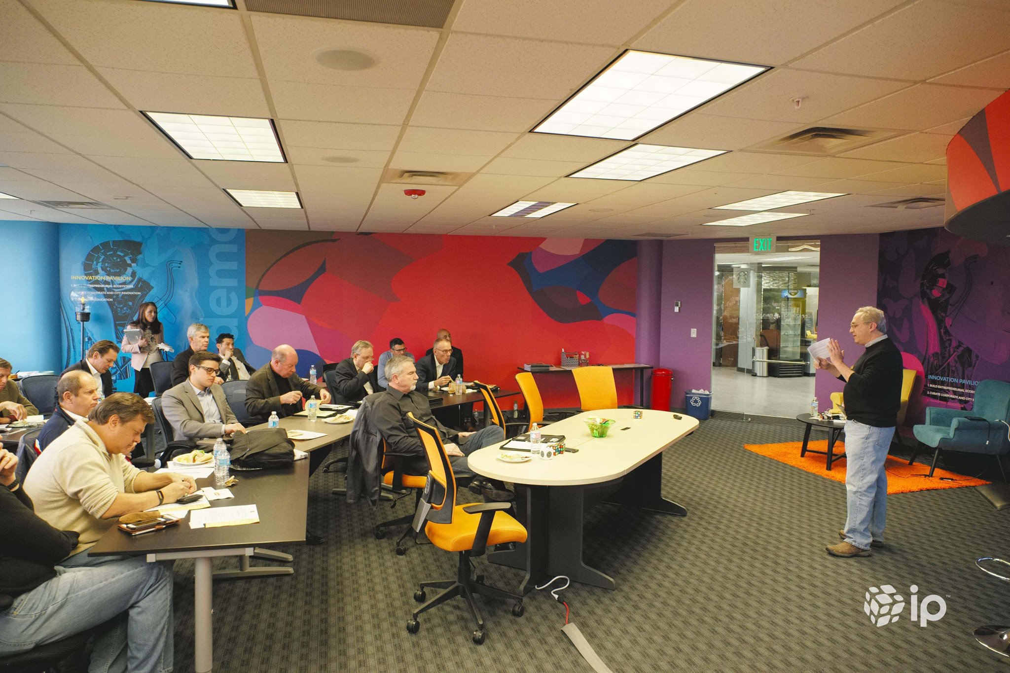 Coworking space Innovation Pavillion uses lots of colors in their office design