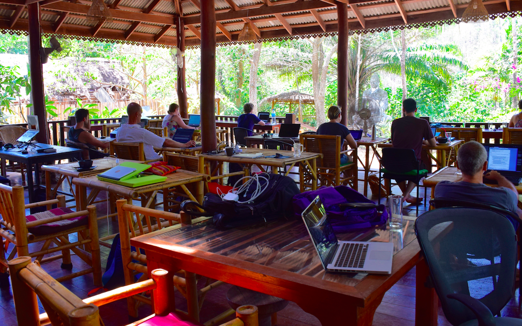 Coworking space has a unique identity - outdoor coworking in the jungle