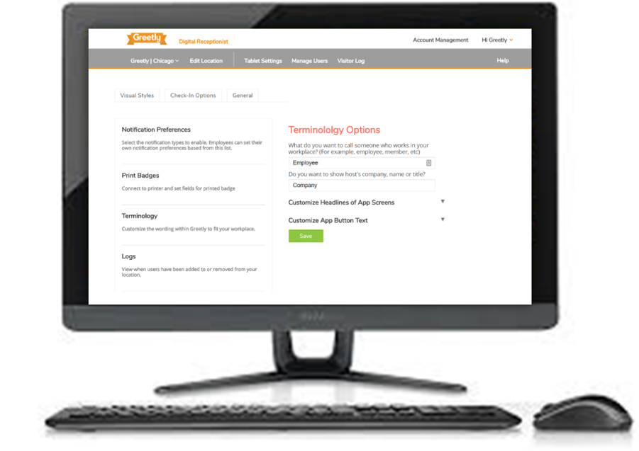 Visitor management system allows you to customize terminology