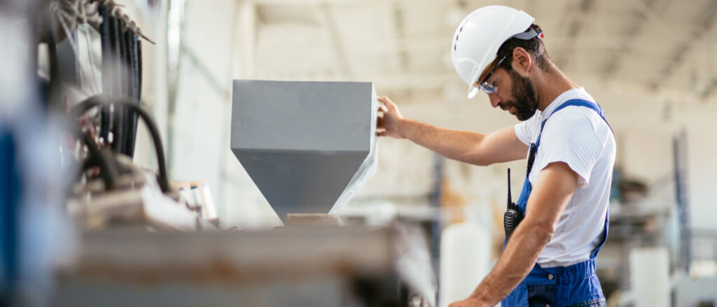 A man works in the factory