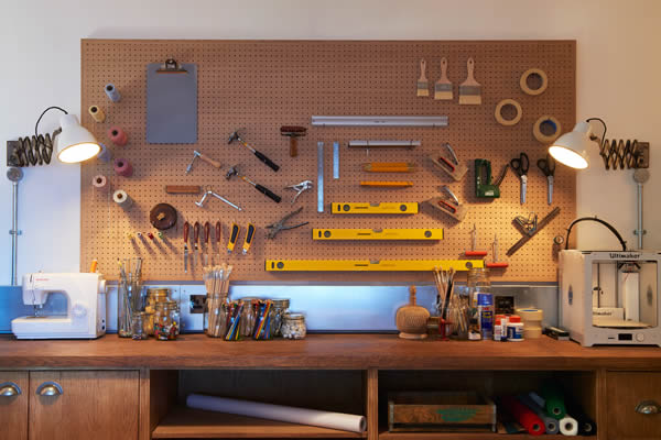 Tool bench at London coworking space