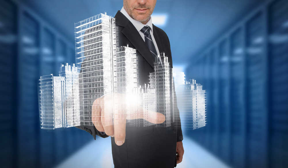 Employee using a futuristic visitor management system