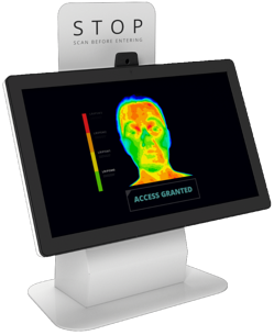 Temperature screening visitor management system kiosk